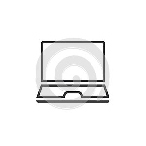 Laptop line icon, mobile computer outline vector logo, linear pi