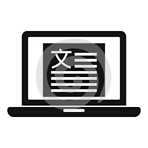 Laptop linguist icon, simple style