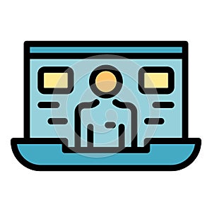 Laptop live reportage icon color outline vector