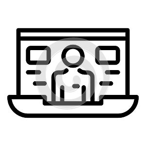 Laptop live reportage icon, outline style