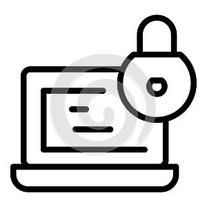 Laptop lock icon outline vector. Computer password