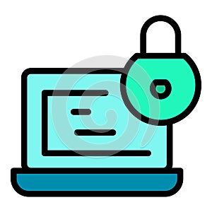 Laptop lock icon vector flat