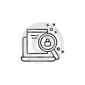 Laptop lock security search icon. Element of cyber security icon