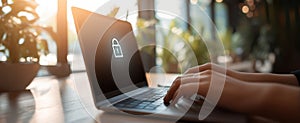 The laptop with a lock symbol emphasizing digital security and privacy..AI generated image