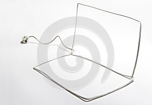 The laptop made of a white cable