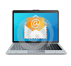 Laptop and mail. Vector.