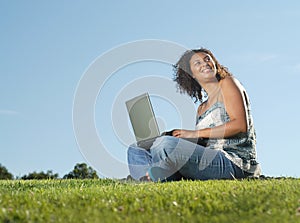 Laptop in the meadow