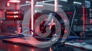 The laptop with medical interface.AI generated image