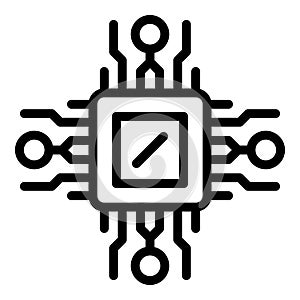 Laptop microchip icon, outline style