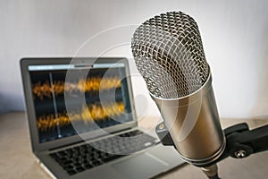 Laptop and microphone photo