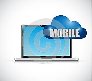 Laptop and mobile cloud connection illustration