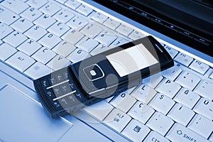 Laptop and mobile phone