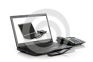 Laptop mobile and stationary phone