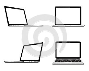 Laptop mockup set. Isolated on white background. Vector illustration.