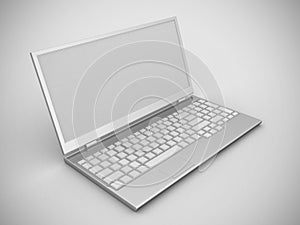 Laptop, modern computer detailed illustration