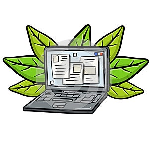 Laptop. Modern computer. Open window with the program and application