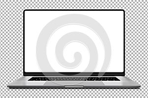 Laptop modern frameless with blank screen isolated on transparent background
