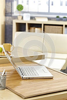 Laptop on morning table