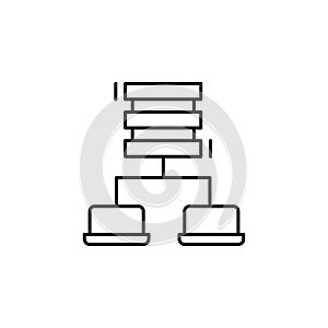 Laptop, networking icon. Simple line, outline vector elements of storage and cloud icons for ui and ux, website or mobile