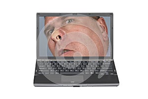 Laptop and nosey man photo