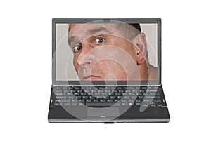 Laptop and nosey man