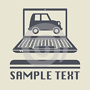 Laptop or notebook computer with Vintage car icon