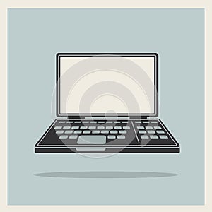 Laptop notebook computer vintage icon vector