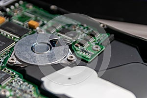 Laptop and notebook data storage components like hdd, hard disk drive, ram memory show data backup, data security and technical