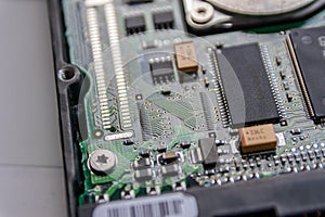 Laptop and notebook data storage components like hdd, hard disk drive, ram memory show data backup, data security and technical