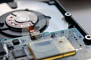 Laptop and notebook data storage components like hdd, hard disk drive, ram memory show data backup, data security and technical