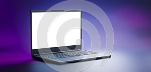 Laptop Notebook isolate blank screen display mockup pc. Copy space