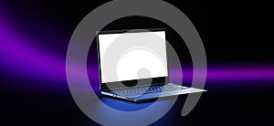 Laptop Notebook isolate blank screen display mockup pc. Copy space