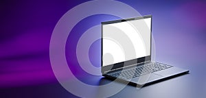 Laptop Notebook isolate blank screen display mockup pc. Copy space