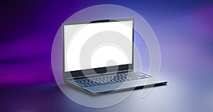 Laptop Notebook isolate blank screen display mockup pc. Copy space