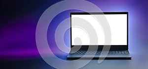 Laptop Notebook isolate blank screen display mockup pc. Copy space