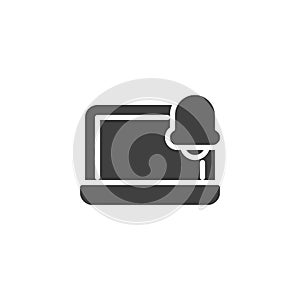 Laptop notification bell vector icon