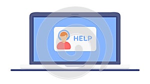 Laptop with Online Help Button, Customer Service & Support, vector design Generative AI