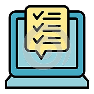 Laptop online study icon vector flat