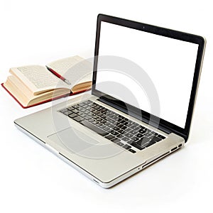 Laptop for Online Study isolated on white background photo