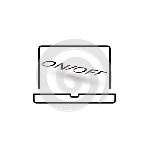 Laptop and onoff sign on screen. Stock Vector illustration isolated on white background