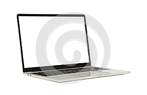 Laptop open with a blank screen or mockup computer for apply screen display