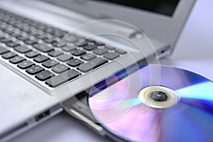 Laptop with open CD rom tray