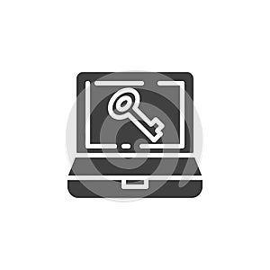 Laptop password key vector icon