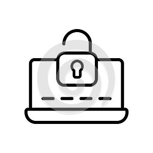 Laptop password unlock icon. Simple line, outline vector elements of hacks icons for ui and ux, website or mobile application