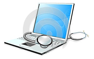 Laptop pc computer health check concept