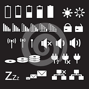 Laptop and pc indication status white icons eps10 photo