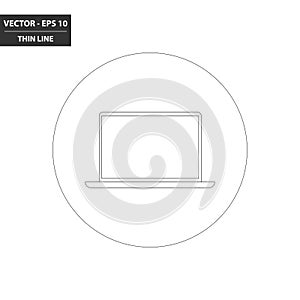 Laptop PC thin line flat icon