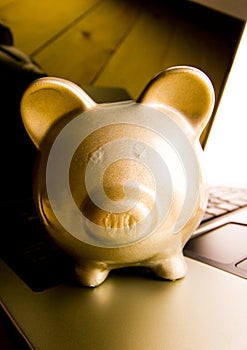 Laptop & Pig bank