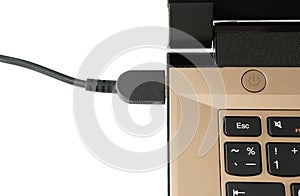 Laptop plugged in charged