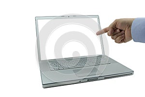 Laptop pointed finger